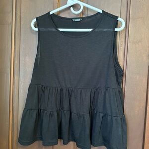 SHEIN Black Ruffle Tiered Sleeveless Tank